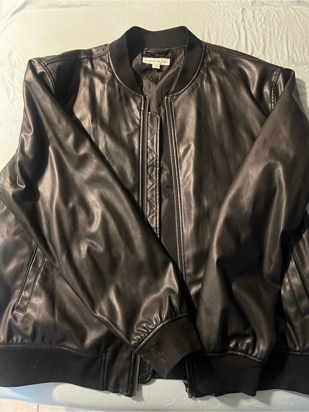 Black faux Leather Bomber Jacket